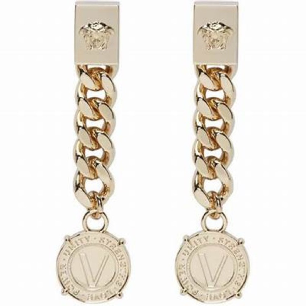 Authentic Versace gold hanging earrings